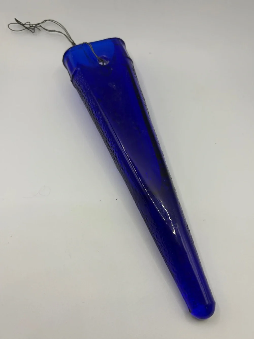 Vintage Cobalt Blue Bird Motif Glass Wall Pocket Flower Vase Automobile Vase - Picture 4 of 10